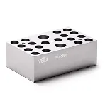 Bloque de aluminio COD-W20-COMBO Block para 18 tubos de fondo redondo de 16 mm + 2 tubos de fondo redondo de 22 mm para DQO. VELP®. Dimensiones pocillo (ØxPr., mm): 16x47 / 22x45,5. Accesorio para Termorreactor ECODryBlock System