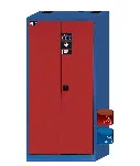 Environmental cabinet. ASECOS. Model: EM.195.095.F. Body colour/ door colour: Gentian blue/ Purple red. Equipment: Interior equipment with 4 x shelves, safety box. Max. load (kg): 300. Dim. HxWxD (mm): 950 x1950x500. Weight (Kg): 134