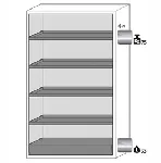 Paquete de equipamiento para armarios de seguridad para productos inflamables UNE EN 14470-1. Para modelos: S90.129.120.WDAS. ASECOS. Descripción: 4x bandeja, 1x cubeto de retención (V=33.0L). Material: Acero inoxidable 1.4016