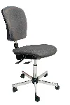 Wide vinyl asynchronous chair with stainless steel foot. Branches: Casters. Adjustable seat: Yes, in height and tilt. Footrest: No. Seat height (mm): 450-580. Colour: Grey. Cleanroom: No. KANGO. Standard range. Ergonomic laboratory chairs and stools