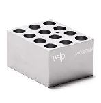 Bloque de aluminio CCT-W12-V150-A Block para 12 tubos de centrífuga cónicos de 15 mL. VELP®. Dimensiones pocillo (ØxPr., mm): 17,1x44,5. Accesorio para Termorreactor ECODryBlock System