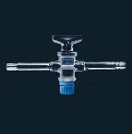 Llave de vidrio con dos olivas. SCHARLAU. Ø paso (mm): 8. Ø externo rama (mm): 12. Longitud rama (mm): 70