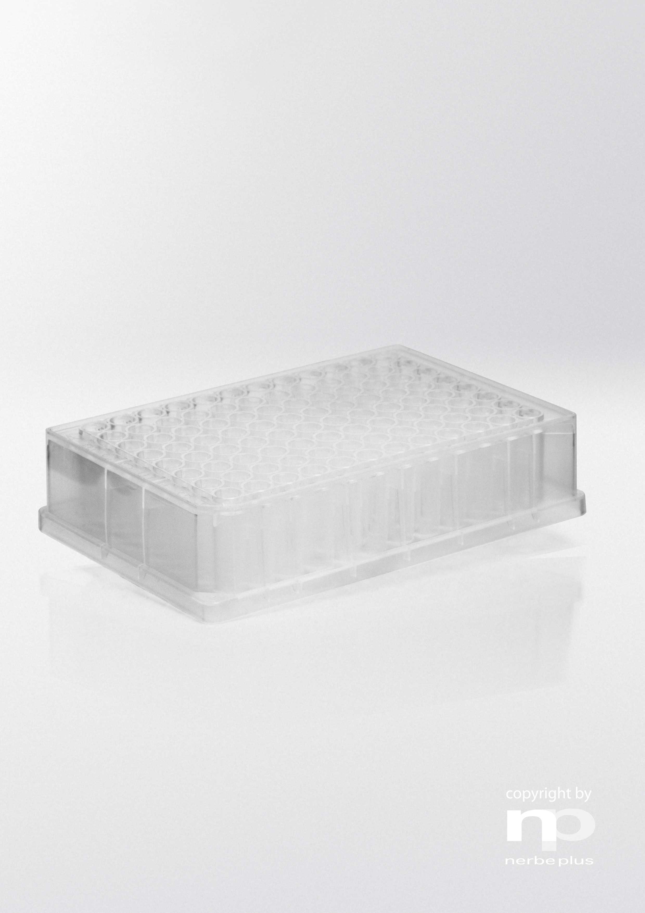 Placas Deep Well. NERBE-PLUS. Capacidad: 96x500 µl. Tipo pocillo: Redondo. Forma fondo: V. Resist. centrif. (g): 4000. Color: Transparente. Esterilidad: PCR Ready.