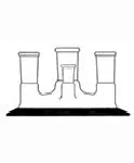 Coperchio  per  recipiente di reazione con quattro colli, flangia piatta , Schott type. Ø giunto (mm): 100. Center neck: 45/40. Side collo angled: 29/32. Side collo vertical: 14/23