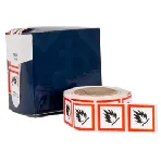 Etiqueta de clasificación y etiquetado de productos químicos: sistema mundialmente armonizado (GHS). Liquidos inflamables. Dim. Alt.xAnch. (mm): 26x26