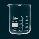 Beaker, low form, graduated, borosilicate glass DIN 12331. Capacity (ml): 400. Ø (mm): 80. Height (mm): 110