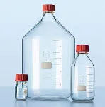 Frascos ISO para laboratorio con rosca DIN, graduados, con tapón roscado de PBT resistente a altas temperaturas y anillo de vertido de ETFE. DURAN®. Capacidad (mL): 10.000. Rosca DIN (GL): 45. Diámetro (mm): 227. Altura (mm): 415