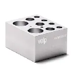 Bloque de aluminio CCT-W09-COMBO Block para 4 tubos cónicos de 1,5 mL + 3 tubos cónicos de 15 mL + 2 tubos cónicos de 50 mL. VELP®. Dimensiones pocillo (ØxPr., mm): 11,1x39,1 / 17,1x44,5 / 29x47,6. Accesorio para Termorreactor ECODryBlock System