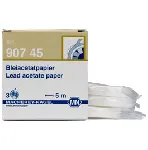 Papeles reactivos acetato de plomo para determinaciones cualitativas. MACHEREY-NAGEL. Detección de: Ácido sulfhídrico, iones sulfuro (H2S, S2–). Presentación: Recambio con 3 carretes. Límite de detección: 5 mg/L S2–. GHS: Sí
