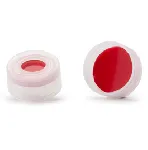 Tapón para viales snap ND11, con agujero, PP transparente, con revestimiento de PTFE rojo / silicona blanca / PTFE rojo