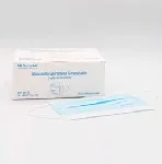 Mascarilla quirúrgica IIR, 3 capas y 3 pliegues con goma de polipropileno, azul.