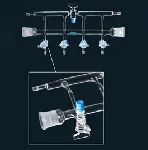 Schlenkline, with 4 double oblique hollow stopcock. SCHARLAU. Keys: Glass. Cone: 2x29/32. Olives Ø (mm): 8-9