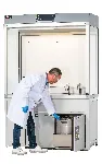 Campana e aspiración para dispensación de disolventes o recogida de residuos. ASECOS. Modelo: UB90.080.110.075.2T. Tamaño bidones: 2x 30 litros o 2x20 litros. Canales dispensación: 2. Dim. ext. AnxAlxPr (mm): 1100x800x750. Configuración: 2 puertas batientes + 1 cajón extraíble de alta carga