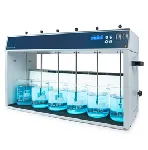 Floculador ET850, sobremesa con 6 posiciones de agitación e iluminación posterior o inferior. LOVIBOND®. Velocidad (rpm): 20-250. Peso (Kg): 15,9. Dimensiones An x Al x Pr (mm): 800x410x201. Temporizador (min): 1 - 240 / continuo. Potencia (W): 50. Voltaje (V/Hz): 100 - 240 / 50 - 60. Se suministran con un juego de cables, adaptador de red y manual de instrucciones.