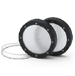 Puertos Iris con junta tórica de silicona, con dos discos ranurados de silicona. Material: PP y silicona. Dimensiones: Ø 215 mm x altura 40 mm. Peso (g): 385
