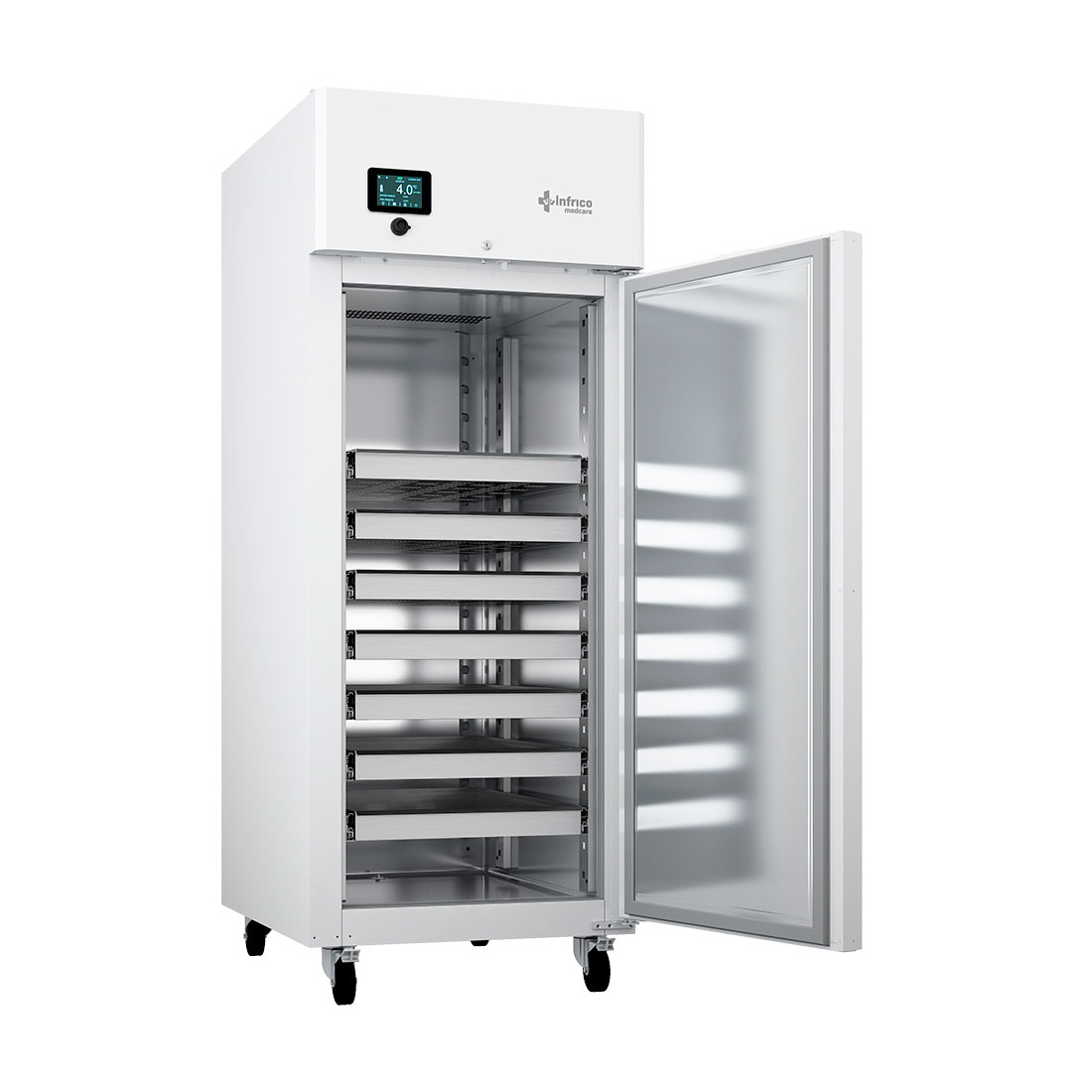 Armario de refrigeración vertical de 800 litros de capacidad nominal y tecnología INVERTER. INFRICO MEDCARE.