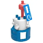 Safety Cap III, Ø 3,2 with 3 shut-offs for GL45. Connectors (mm OD): 3x3,2mm (1/8'). SCAT®.Safety Caps: safe solvent extraction. GL45 Screw caps with shut-off and venting valve