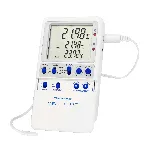 Memory-Loc datalogging digital thermometer. TRACEABLE. Range: –50.00 to 70.00°C. Accuracy: ±0.25°C. Resolution: 0.01°C. Probes: 1 BulletTM probe. Application: Refrigerators and Freezers
