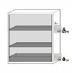 Paquete de equipamiento para armarios de seguridad para productos inflamables UNE EN 14470-1. Para modelos: S90.129.120.WDAS. ASECOS. Descripción: 2x bandeja, 1x cubeto de retención (V=33.0L). Material: Plancha de acero plastificada RAL 7035