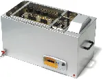 Thermostated digitall bath with horizontal shaker. OVAN. Max. vol. (l): 27. Thermal power (W): 1600. Usable dim. (cm): 35x26x17. We must order together with Tribox case (art. number OV00050203)
