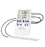 Excursion-Trac datalogging digital thermometer. TRACEABLE. Range: –90.00 to 105.00°C. Accuracy: ±0.2°C. Resolution: 0.01°C. Probes: Platinum RTD sensors, 2 stainless-steel 316 Probes. Application: Ultra-freezers