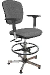Wide vinyl asynchronous chair with stainless steel foot. Branches: Articulated glides. Adjustable seat: Yes, in height and tilt. Footrest: Yes, adjustable in height. Seat height (mm): 550-790. Colour: Grey. Cleanroom: No. KANGO. Standard range. Ergonomic laboratory chairs and stools