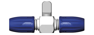 Connector with valve. 2-way. Bore (mm): 1,5. DIBA OMNIFIT