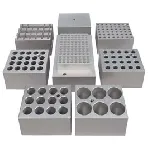 Interchangeable aluminum block, Conical Bottom for vials 12 x 15 mm diameter. COLE-PARMER. Accessory for Digital Thermal Block BH-250D-3