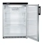 Static cooling semi-industrial refrigerator +2ºC/+10ºC. LIEBHERR. Model: FKvesf1803. Gross cap.(l): 180. Ext. dim. WxDxH (mm): 600x600x850. Consumption (KWh/day): 1,20. Bodywork/Lid colour: Silver/ Glass. Lock: Included. Power (W): 120