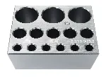 IKA dry block heaters. IKA®. Accessory. (Dimensions WxHxD = 95x51x76mm). Type: Single block, used for test tube combination 6mm, 12/13mm, 25mm. Porus size ø (mm): 8,3/13,9/26,2. Number of holes: 6/5/3. Depth (mm): 48,4/48,4/48,4