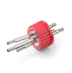 DURAN® GL 45 Stainless Steel Connector Cap (PBT, red), with 3 ports, with O-ring (silicone)