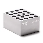 Bloque de aluminio VLS-W20-D120-A Block para 20 viales de 12 mm. VELP®. Dimensiones pocillo (ØxPr., mm): 12,7x30. Accesorio para Termorreactor ECODryBlock System