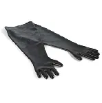 Guantes de EPDM negro conductivo, intercambiables entre ambas manos, adecuados para orificios de Ø 190 mm. Talla 9.75. Ofrecen resistencia a la perforación y la abrasión, alta flexibilidad y bajo voltaje. Son electroconductivos (105 ohm). Longitud (mm): 800