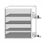 Paquete de equipamiento para armarios de seguridad para productos inflamables UNE EN 14470-1. Para modelos: S90.129.120.WDAS. ASECOS. Descripción: 3x bandeja, 1x cubeto de retención (V=33.0L). Material: Plancha de acero plastificada RAL 7035