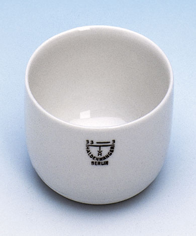 Cápsula calcinación de porcelana. HALDENWANGER. Cilíndrica. Ø (mm): 50. Altura (mm): 25. Cap. (ml): 30