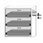 Paquete de equipamiento para armarios de seguridad para productos inflamables UNE EN 14470-1. Para modelos: S90.129.120.WDAS. ASECOS. Descripción: 3x cajón extraíble (V=29.0L). Material: Acero inoxidable 1.4301