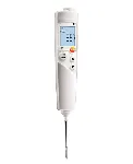 Compact  thermometers for the food sector. TESTO. Testo 106 set. Description: Set testo 106, food core thermometer incl.TopSafe (waterproof protection case, IP67,attachment clip, probe protection cap and battery. Measuring range: -50 to +275 °C. Accurancy: ±0.5-1 °C. Length probe (mm): 55