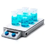 Agitador magnético digital con calefacción Muti-posición MULTI-HS 6. VELP. Velocidad (rpm): 100 - 1000. Vol. (l, H2O): 6x0,4. Rango temp. (ºC): 0 -120. Dim. plato (mm): 432x223. Potencia (W): 600. Peso (Kg): 4,7. Dim. AnxAlxPr (mm): 240x65x550