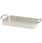Stainless steel with plastic handles basket. Accessory for Elmasonic. ELMA. It's very important use baskets to protect the bath. For models: Elmasonic 150. Dimensions WxHxD (mm): 450x55x255