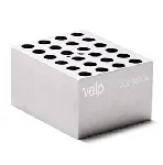 Bloque de aluminio STT-W24-D100-A Block para 24 tubos de fondo redondo de 10 mm. VELP®. Dimensiones pocillo (ØxPr., mm): 10,7x48,4. Accesorio para Termorreactor ECODryBlock System