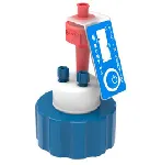 Safety Cap II, V2.0 for S40. SCAT®. S40 screw caps and air valve. Safety Caps: safe solvent extraction. Supplied with 2 fittings 1.6 mm ext. Ø, 2 fittings 2.3 mm ext. Ø, 2 fittings 3.2 mm ext. Ø, a blind plug and an air valve. Connectors (mm OD): 2x3,2mm (1/8')
