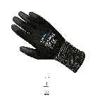 Seamless Nylon glove with polyurethane coating. JUBA®. Size: L. Finish: PU in palm. Colour: Black. Depth : Galga 13. Large (cm): 25