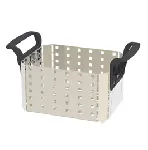 Stainless steel with plastic handles basket. Accessory for Elmasonic. ELMA. It's very important use baskets to protect the bath. For models: Elmasonic 40. Dimensions WxHxD (mm): 195x95x105