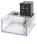 Heating baths with polycarbonate tank KISS. HUBER. Type: KISS 112A. Temp. range (ºC): (15)* 25 to 100. Heating power (kW): 2. Volume (l): 12. Opening (mm): 303x161. Depth (mm): 150. * Auxiliary cooling device required.
