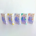 Disposable blue-purple nitrile gloves, powder-free, Soft Touch for examination. SCHARLAU. Size: M. Length (mm): 240. Thickness fingers/palm (mm): 0,12/0,11