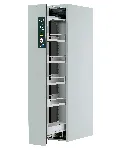 V-Line safety cabinet (vertical drawer). ASECOS. Model: V90.196.045.VDAC. Cabinet construction: Tall, 1 door. Body colour/ vert. drawer: Light grey/ light grey. Equipment: Body without interior equipment with vertical drawer, with TSA. Dim. HxWxD (mm): 449x1966x860