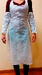 Apron. Description: White, PE, Category I. Size: Single 
