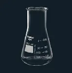 Erlenmeyer flask wide neck, retrace code and double graduated scale, DIN 1773. SCHARLAU. Capacity (ml): 250. Ø neck (mm): 50. Height (mm): 140