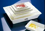 Laboratory tray PP Capacity 0,5 l.  Rim size 180x230x42 mm. White, rectangular. Burkle