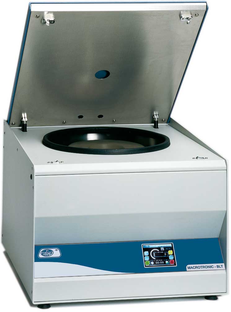 Macrotronic-BLT centrifuge. J.P. SELECTA®. Max. Vol. (ml): 2000. Max. Capacity of the tubes: 4x500ml. Dim. ext. HxWxD (mm): 600x450x660. Consumption (W): 720. Weight (Kg): 76
